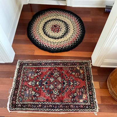 LR1522 Antique Hand Braided Round Rug with Oriental Wool Rug