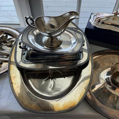 LR1524 Large Lot of Silverplate Serving Dishes