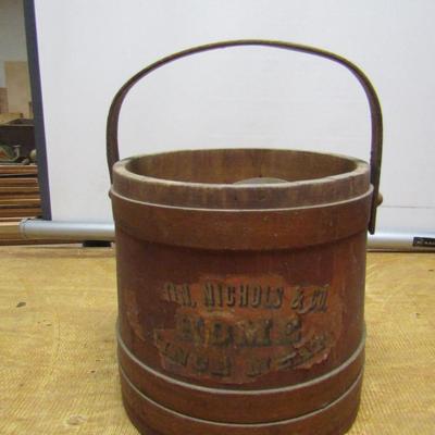 Large, Antique Wooden Mince Meat Pail- Approx 9 3/4