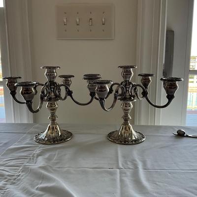 LR1531 Pair of Antique Sterling Silver 5 Candelabra