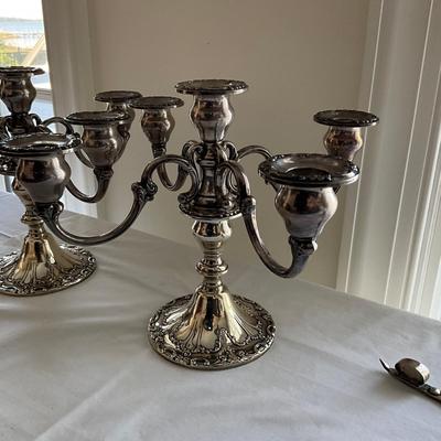 LR1531 Pair of Antique Sterling Silver 5 Candelabra