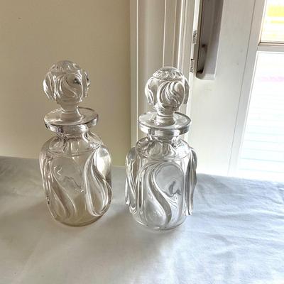 LR1537 Pair of Antique Handblown Glass Decanters