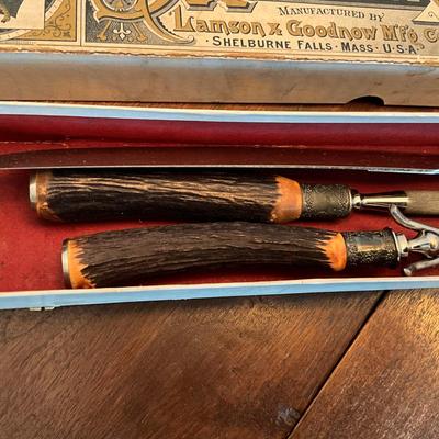 DR1541 Victorian Anchor Carvers Set of Horn Handle Carving Set by Lamson & Goodnow
