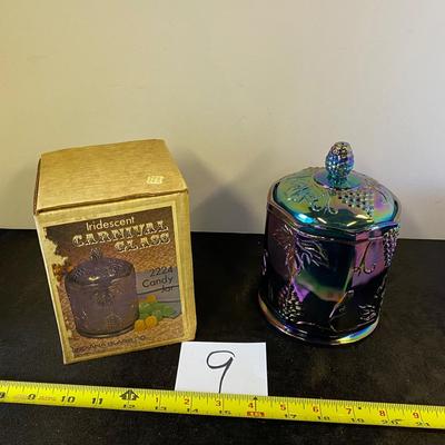 Carnival Glass Candy Jar