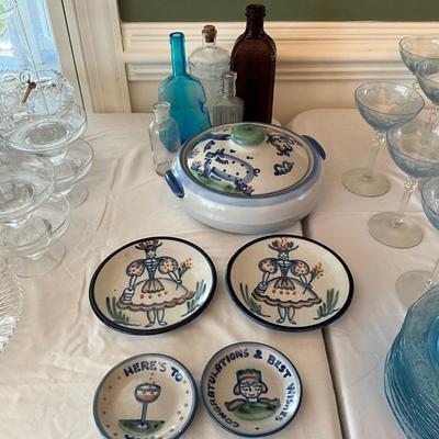 DR1548 Lot of MA HADLEY Pottery and Vintage Glass Bottles