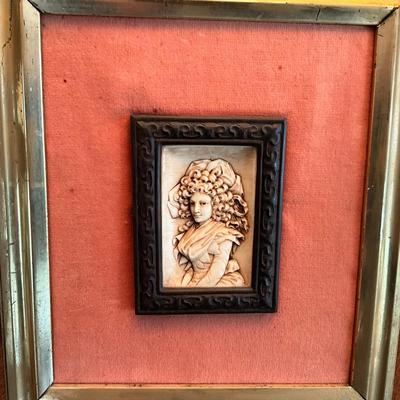 DR1554 Antique Intaglio Of Woman with Ceramic Artemis Bust