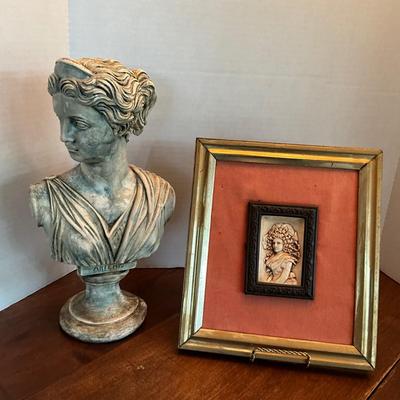 DR1554 Antique Intaglio Of Woman with Ceramic Artemis Bust