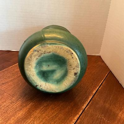 DR1558 PAIR Zanesville Arts & Craft Matt Green Vase
