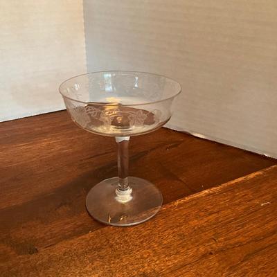 DR1571 Set of 10 Vintage Grape Etched Goblet