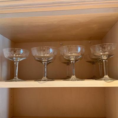 DR1571 Set of 10 Vintage Grape Etched Goblet