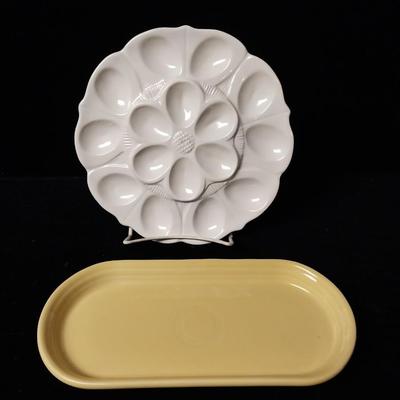 VINTAGE FIESTA UTILITY TRAY AND DEVILED EGG TRAY