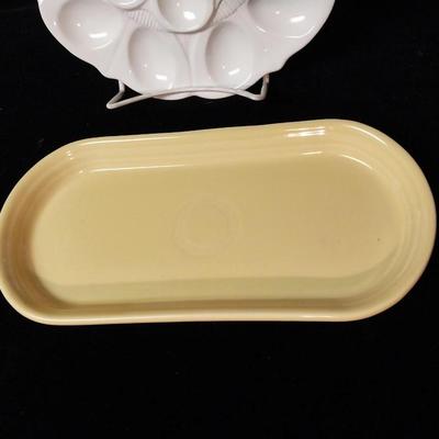 VINTAGE FIESTA UTILITY TRAY AND DEVILED EGG TRAY