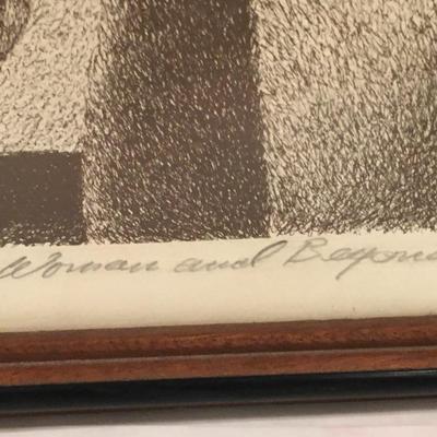 Vintage Lithograph signed by Gerald Adams Titled "Woman and Begonias"