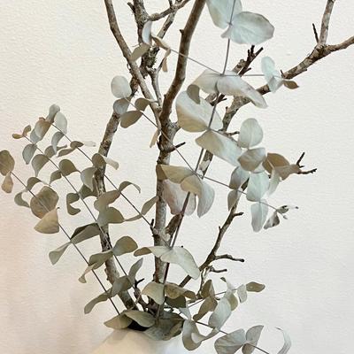 Pair (2) ~ White Porcelain Vases ~ With Eucalyptus