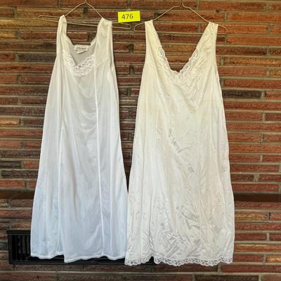 2 White Lacy slips