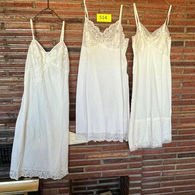3 white vintage slips