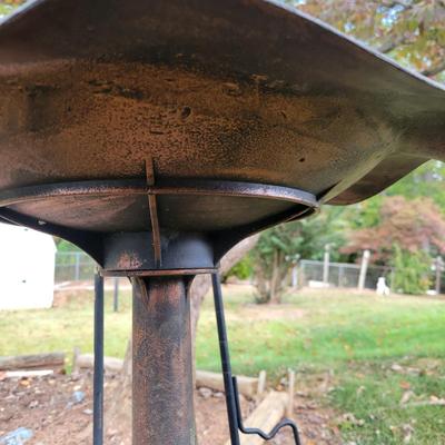 Three Shepherds Hooks and a Bird Bath (Y-DW)