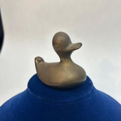 Small Vintage Brass Duck Paperweight Figurine