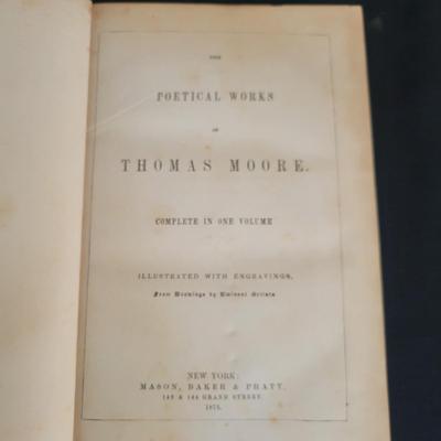 Leather Bound Moore's Poetical Works from 1873 (D-DR)