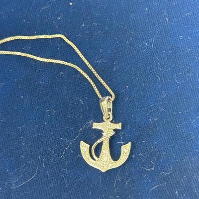Sterling Silver 925 Ships Anchor Nautical Fashion Necklace with Rhinestone Accents