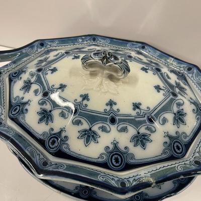 Antique Ford & Sons Dudley Burslem Flow Blue Serving Dish with Lid