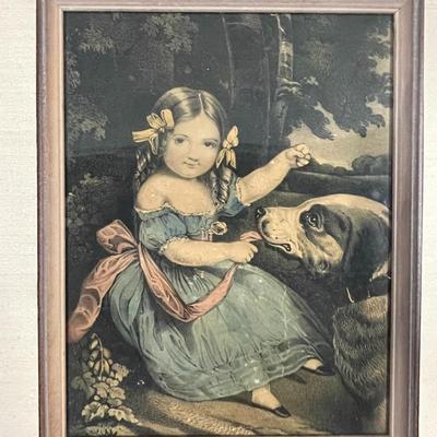 Framed Print of Girl with Dog