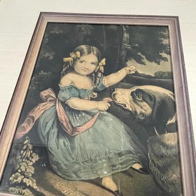Framed Print of Girl with Dog