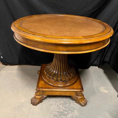 Faulconbridge Leather Top Round Pedestal/Claw Foot Table (B1-RG)