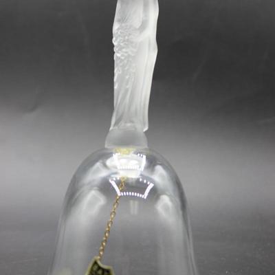 Vintage Bayel Cristallin France Clear Glass Frosted Handle Newly Wed Bell