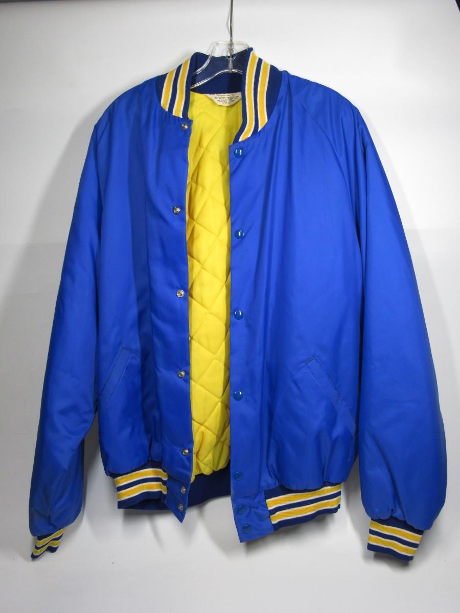 Retro Don Alleson Athletic Nylon Quilted Blue & Yellow Button Up ...