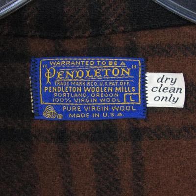 Vintage Pendleton Button Up 100% Virgin Wool Brown Plaid Women's Jacket Coat