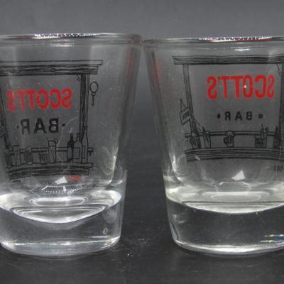 Pair of Retro Novelty Liquor Shot Glasses from Scott's Bar