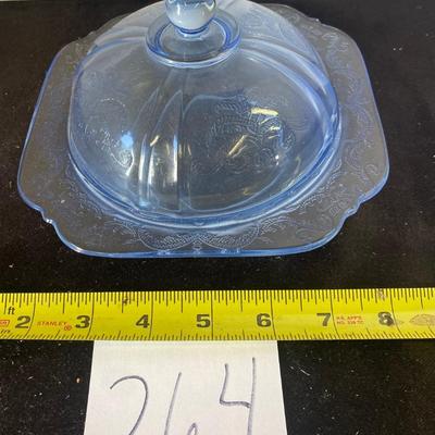 Vintage Blue Depression Indiana Butter Dish and Cover