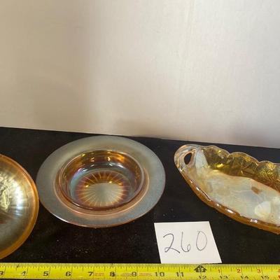 Vintage Carnival Glass Butter Dish and Candy Dish
