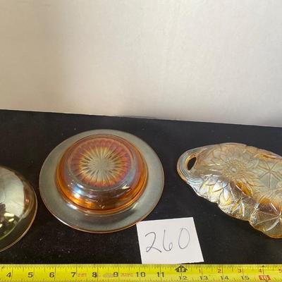 Vintage Carnival Glass Butter Dish and Candy Dish