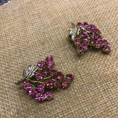 Pink Rhinestone Vintage Earrings