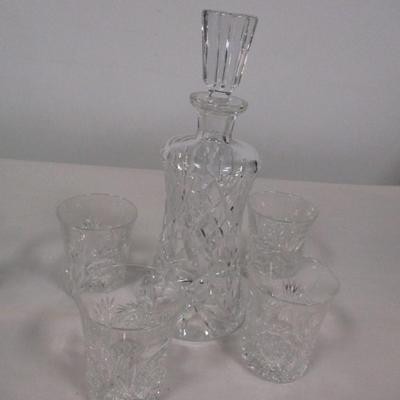 Crystal Decanter with 4 Glasses