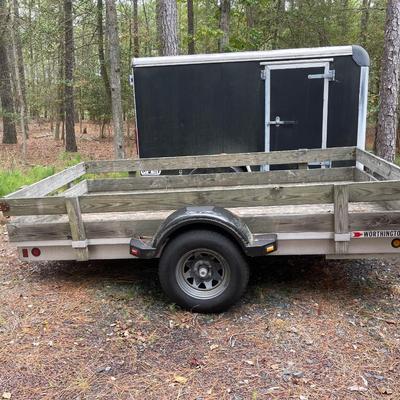 S1594 Worthington Flatbed Open Trailer w/Spare Tire & Complete Roadside Emergency Toolbox