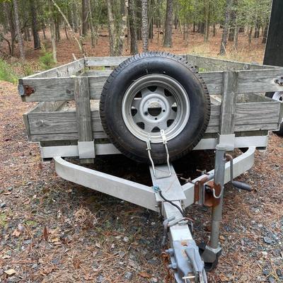S1594 Worthington Flatbed Open Trailer w/Spare Tire & Complete Roadside Emergency Toolbox