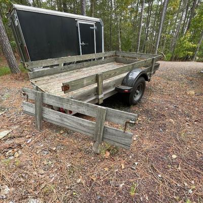 S1594 Worthington Flatbed Open Trailer w/Spare Tire & Complete Roadside Emergency Toolbox