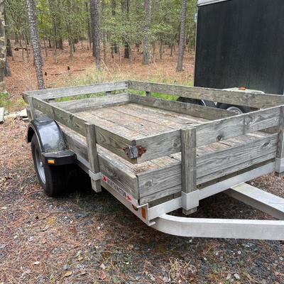 S1594 Worthington Flatbed Open Trailer w/Spare Tire & Complete Roadside Emergency Toolbox