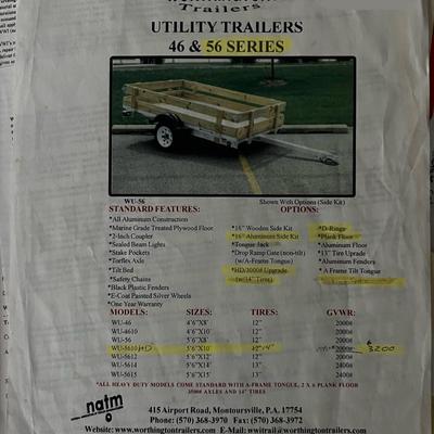 S1594 Worthington Flatbed Open Trailer w/Spare Tire & Complete Roadside Emergency Toolbox