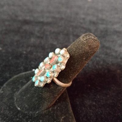 CORAL AND TURQUOISE SET IN STERLING RING