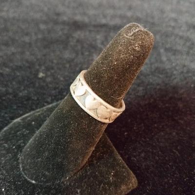 STERLING SILVER BAND WITH RAISED HEARTS