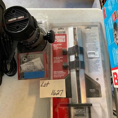 S1627 Porter Cable Router with Rabbeting Bit Set and Router Edge Guide