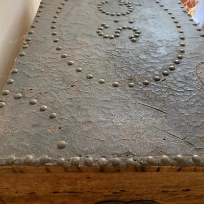Early Wood Antique Travel Box Square Nails