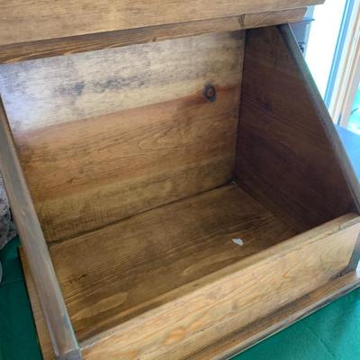 Wood Carved Bread Box Country Scene Embossed