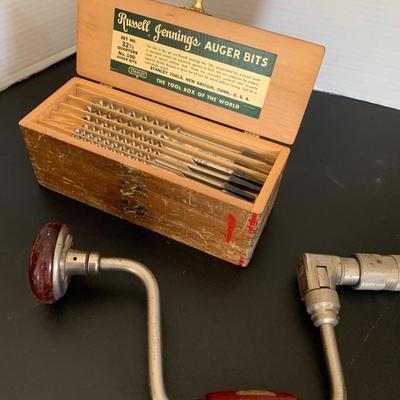 Antique Russell Jennings Stanley Bit Set w/ Miller Falls Hand Drill