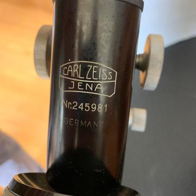 Zeiss Vintage Microscope In Original Wood Case & Key