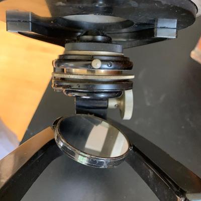 Zeiss Vintage Microscope In Original Wood Case & Key
